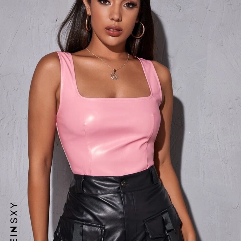 Leather zip up crop top never worn